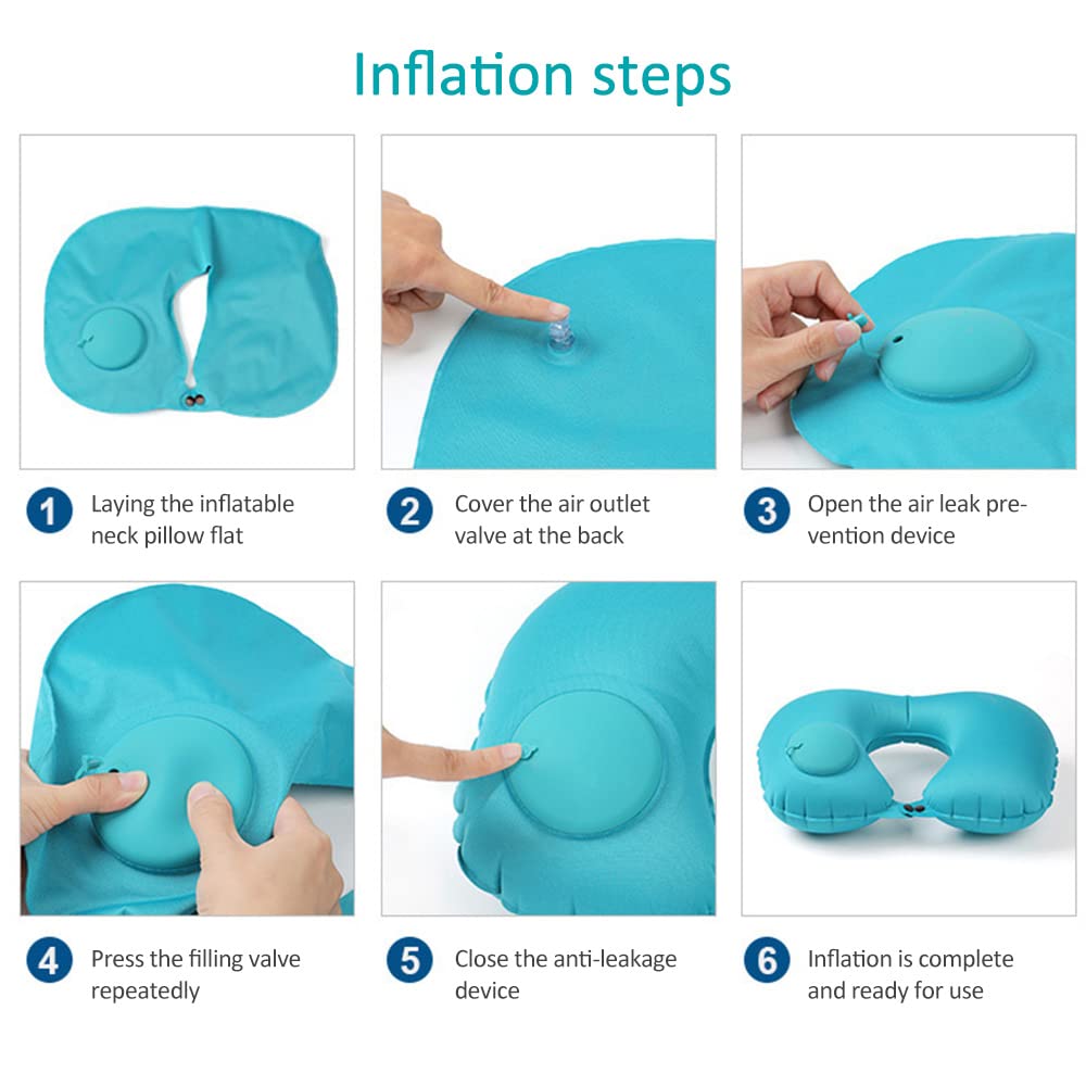 Portable Inflatable Flocking Neck Pillow, Self-Fill & Foldable, Ideal For Outdoor Travel Business Trips Camping