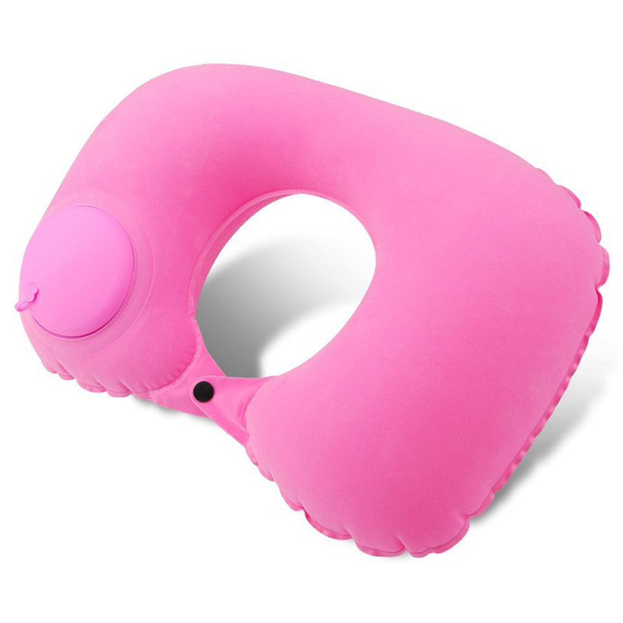 Portable Inflatable Flocking Neck Pillow, Self-Fill & Foldable, Ideal For Outdoor Travel Business Trips Camping