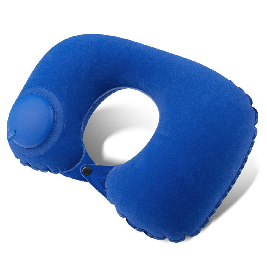 Portable Inflatable Flocking Neck Pillow, Self-Fill & Foldable, Ideal For Outdoor Travel Business Trips Camping