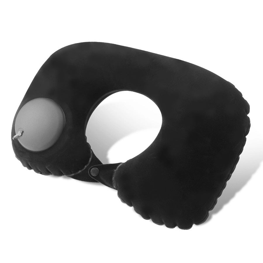 Portable Inflatable Flocking Neck Pillow, Self-Fill & Foldable, Ideal For Outdoor Travel Business Trips Camping