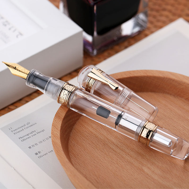 C5 MAJOHN Transparent Leak Proof Pen Holder, Large Capacity Ink Storage, Adult Student Writing Practice Iridium Pen