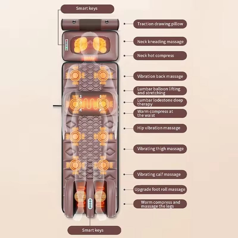 Heating Massager Cushion For Neck Back Foot Electric Massage Mattress Full Body Pain Relief 1