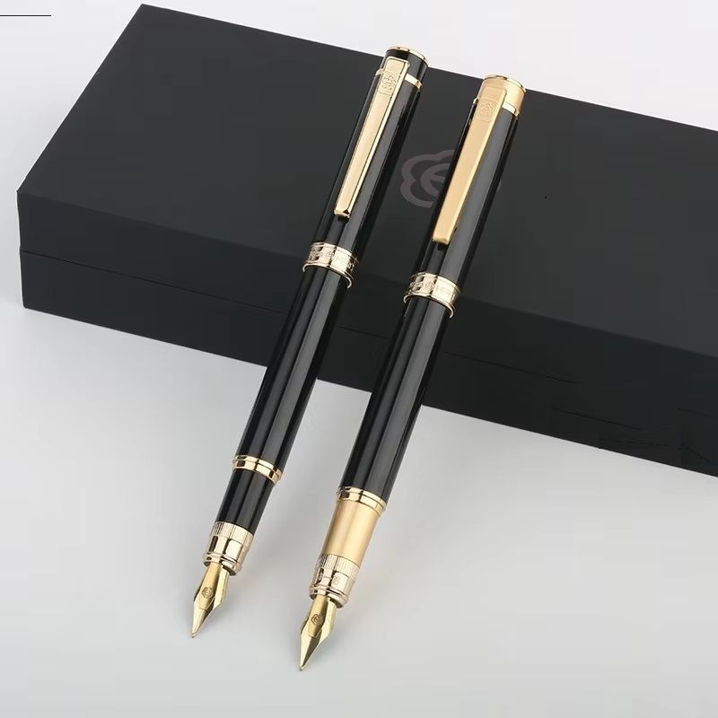 Hero 1086 Bright Black Gold Iridium Pen, Gift Box Business Office Calligraphy Practice