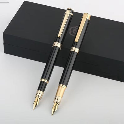 Hero 1086 Bright Black Gold Iridium Pen, Gift Box Business Office Calligraphy Practice