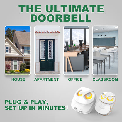 Wireless Doorbell Chime, 1000ft Long Range Waterproof Doorbell with 35 Melodies, IP65 Outdoor Home Intelligent Bell