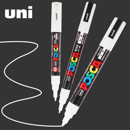 Uni Posca White Markers, Acrylic Waterproof permanente Paint Pen, POP Poster Advertising Art Supplies posca marcadores