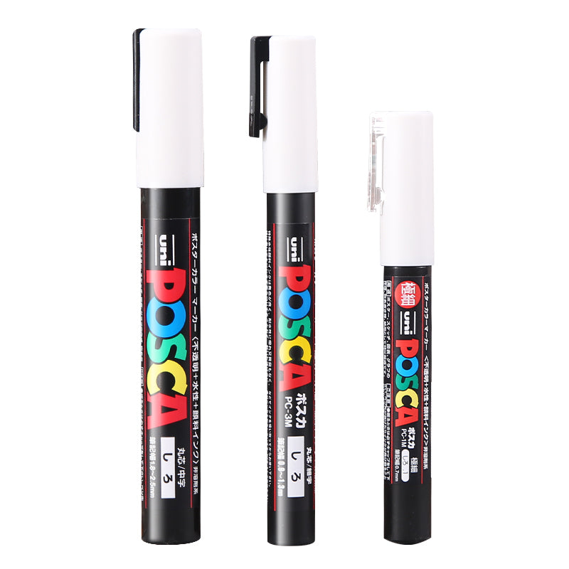 Uni Posca White Markers Acrylic Waterproof Permanente Paint Pen POP Poster Advertising Art Supplies 1