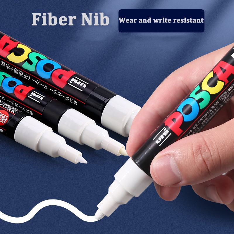Uni Posca White Markers Acrylic Waterproof Permanente Paint Pen POP Poster Advertising Art Supplies 2