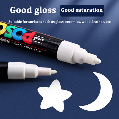 Uni Posca White Markers Acrylic Waterproof Permanente Paint Pen POP Poster Advertising Art Supplies 3