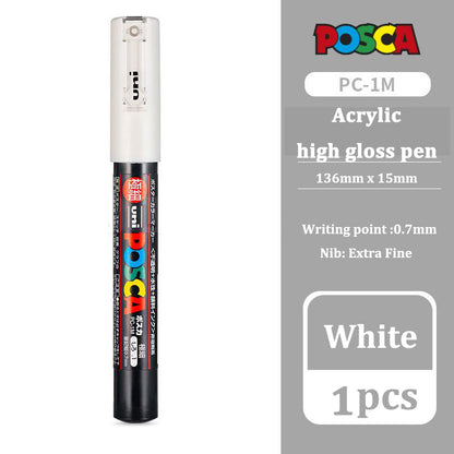 Uni Posca White Markers Acrylic Waterproof Permanente Paint Pen POP Poster Advertising Art Supplies 5