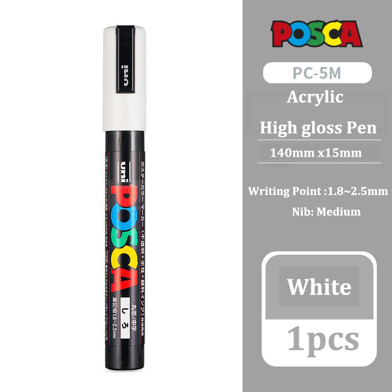 Uni Posca White Markers Acrylic Waterproof Permanente Paint Pen POP Poster Advertising Art Supplies 6