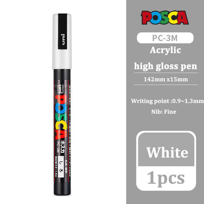 Uni Posca White Markers Acrylic Waterproof Permanente Paint Pen POP Poster Advertising Art Supplies 7