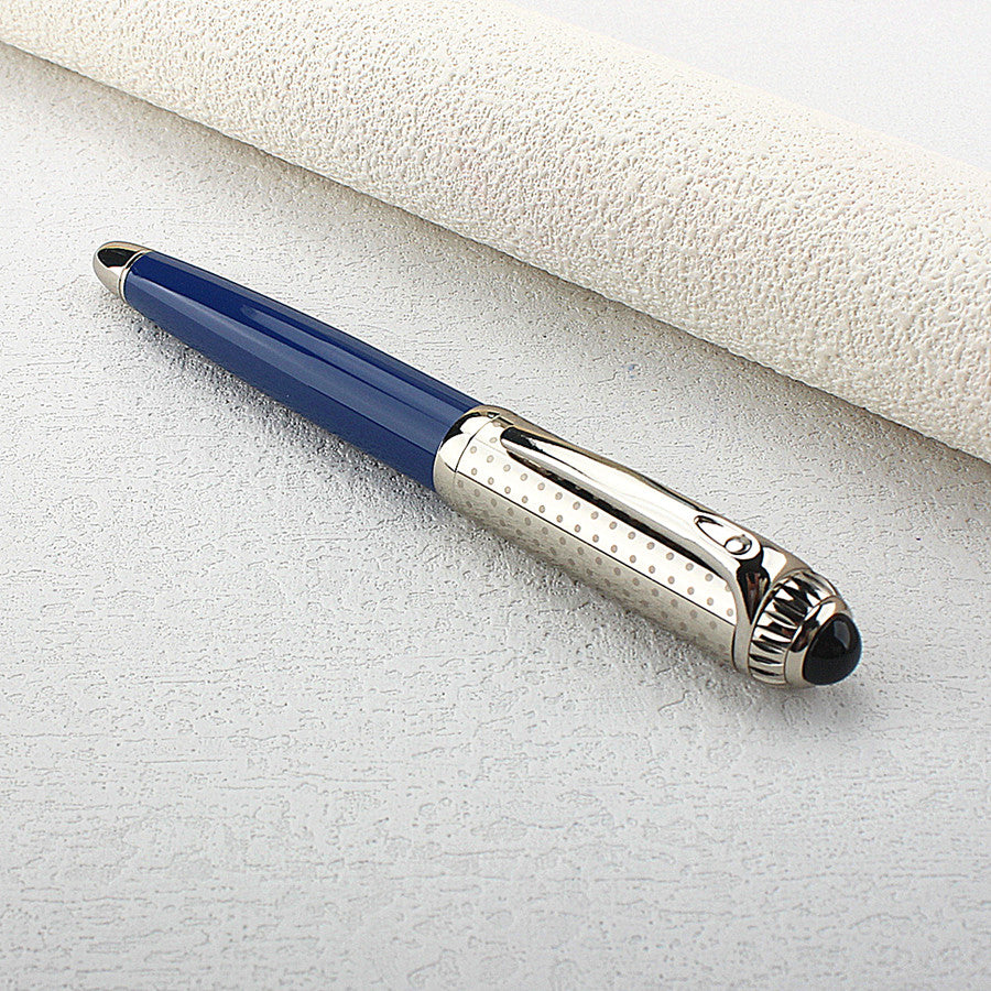 Luxury Big Size Metal Rollerball Pen, Blue Ink Silver Clip, Business Gift Pen