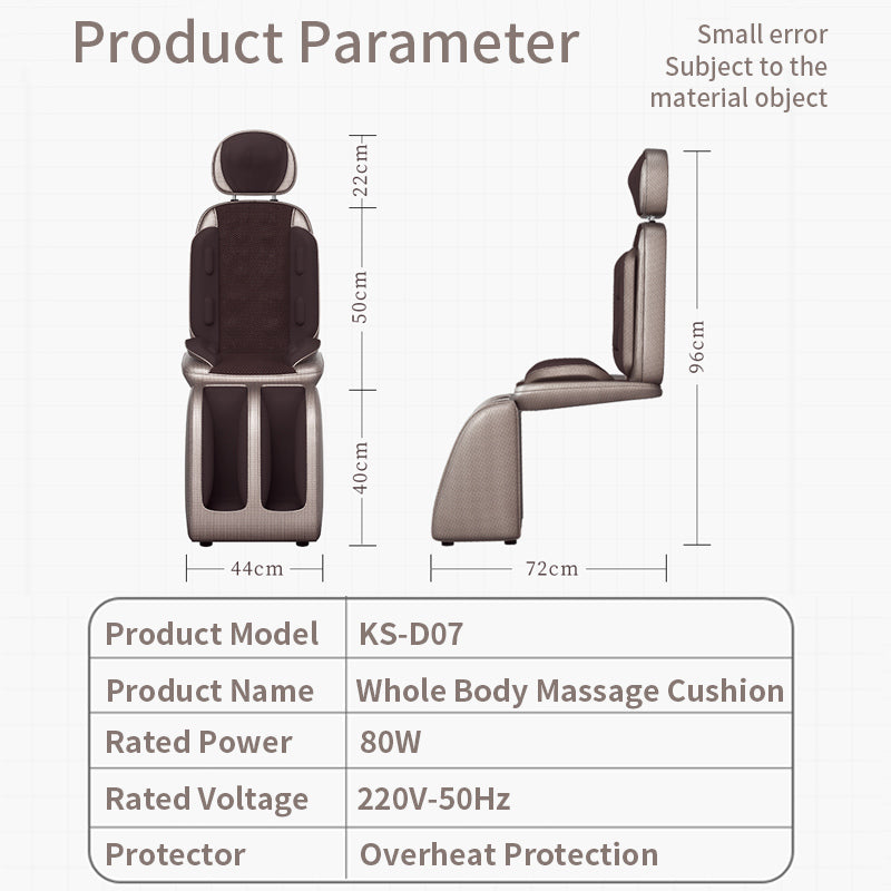 Electric Full Body Massage Chair Shiatsu Cushion Seat Neck Back Waist Leg Infrared Heating Vibratio 4