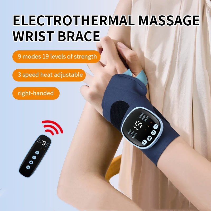 USB Rechargeable Warm Pad Wrist Brace, Cordless Wrist Massager with Heat, Wrap with Massage for Wrist Pain and Fatigue