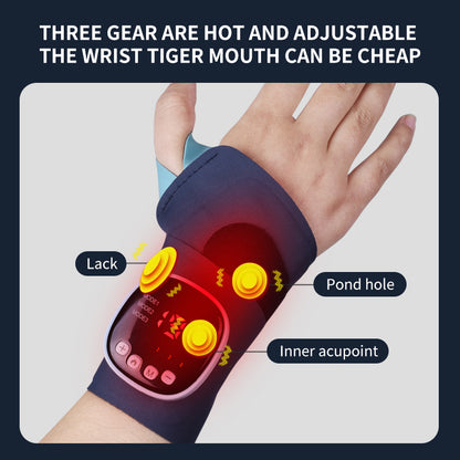 USB Rechargeable Warm Pad Wrist Brace, Cordless Wrist Massager with Heat, Wrap with Massage for Wrist Pain and Fatigue
