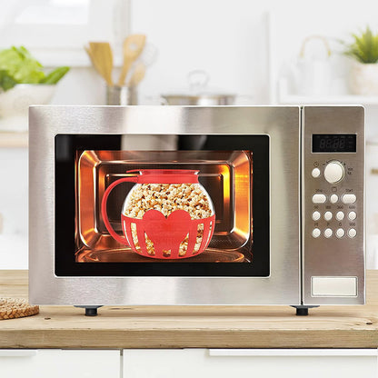 Microwave Popcorn Popper, Glass Popcorn Maker with Silicone Lid, Temperature Safe Borosilicate Glass Bowl