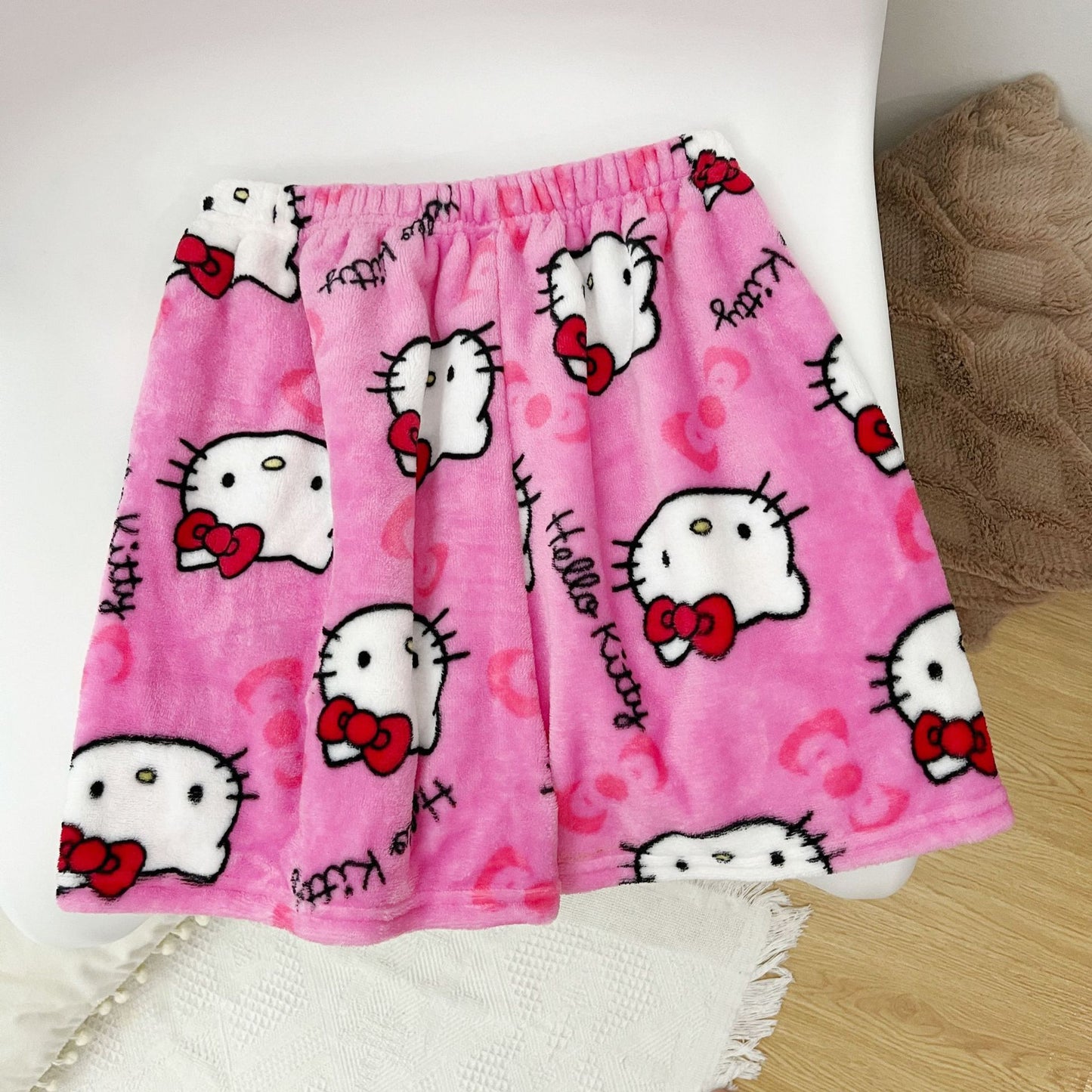 Halloween Pajamas Women, Hello Kitty Flannel Pant, Autumn Winter Plus Velvet, Warm Homewear, Cartoon Graffiti Loungewear