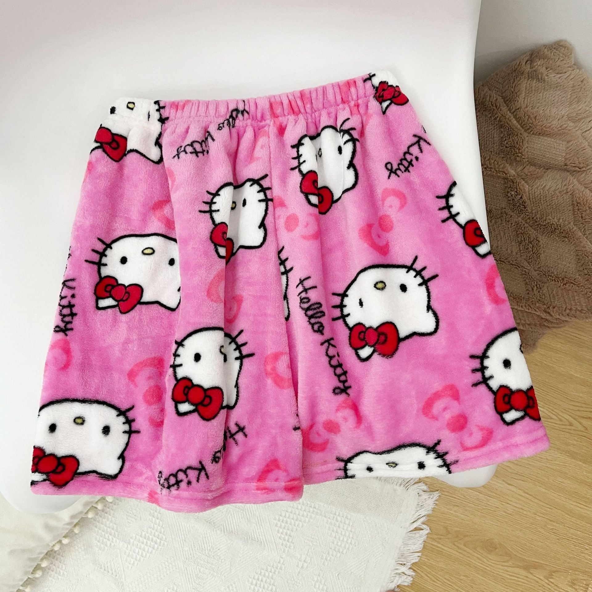 Halloween Pajamas Women, Hello Kitty Flannel Pant, Autumn Winter Plus Velvet, Warm Homewear, Cartoon Graffiti Loungewear