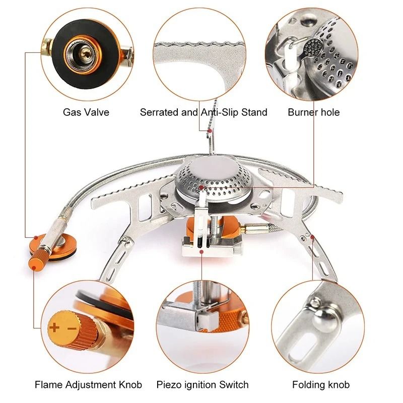 Portable Camping Gas Stove 3500W Folding Outdoor Burner 5