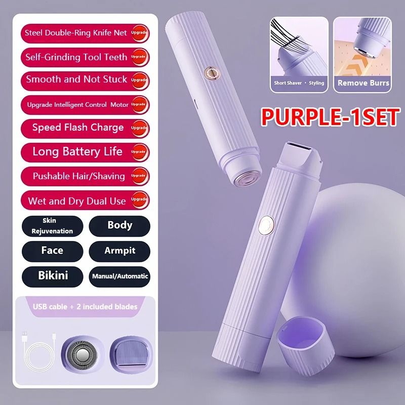 2 In 1 Electric Razor For Women Rechargeable Hair Remover 8