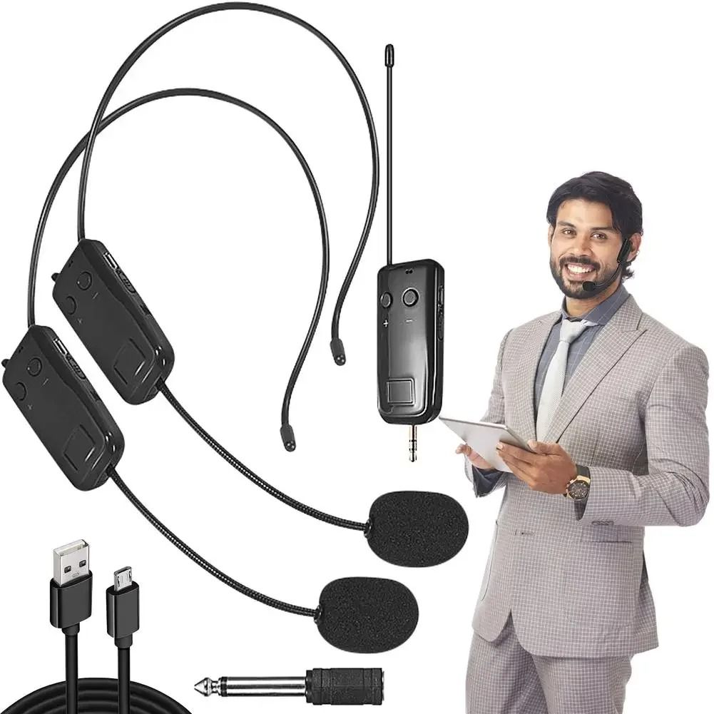 2.4G Wireless Headset Microphone with Transmitter and Receiver