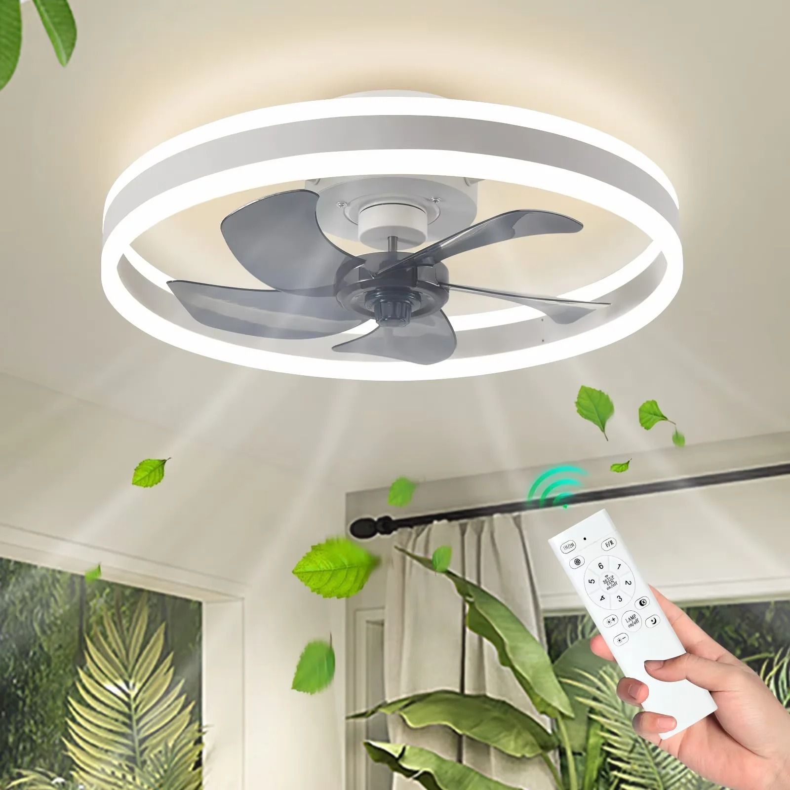 Dimmable Ceiling Fan Light Fixture With Remote 2