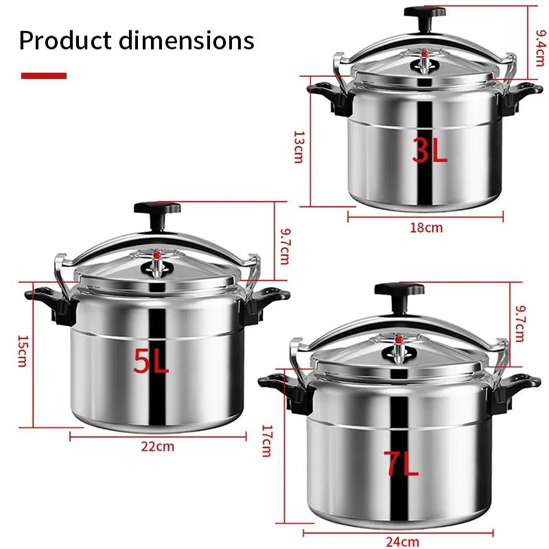 Professional Aluminum Pressure Cooker ExplosionProof Design 3L 5L 7L 5