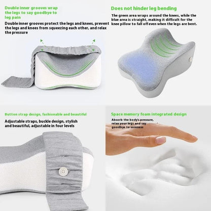 Orthopedic Memory Foam Leg Pillow With Adjustable Strap For Side Sleeping 2
