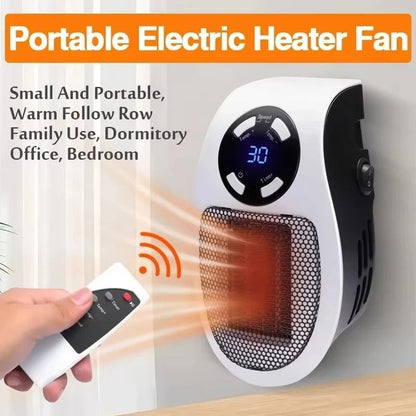 Portable Electric Heater 500W Mini Wall Plug Room Warmer with Remote Control