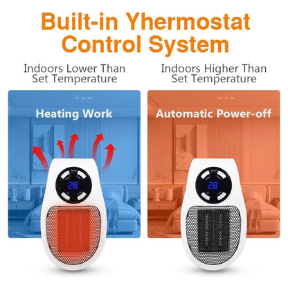 Portable Electric Heater 500W Mini Wall Plug Room Warmer With Remote Control 2