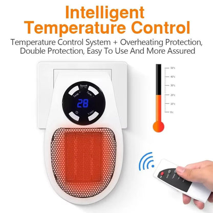 Portable Electric Heater 500W Mini Wall Plug Room Warmer With Remote Control 4