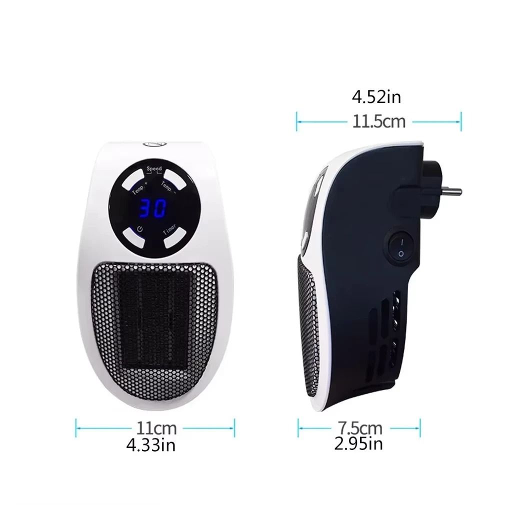 Portable Electric Heater 500W Mini Wall Plug Room Warmer With Remote Control 5