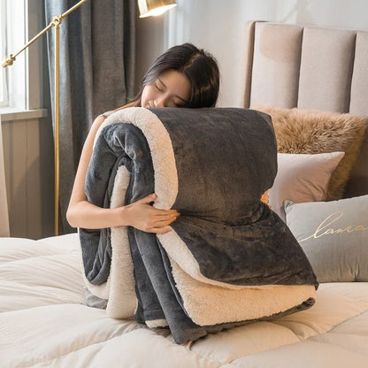 Wool Throw Blanket Double Sided Warm Winter Bedspread For Bedroom And Camping 1
