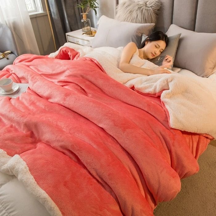 Wool Throw Blanket Double Sided Warm Winter Bedspread For Bedroom And Camping 6