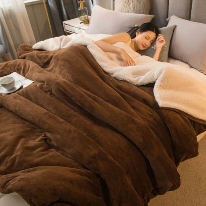 Wool Throw Blanket Double Sided Warm Winter Bedspread For Bedroom And Camping 12