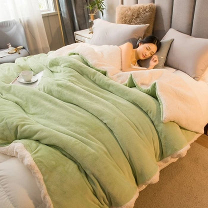 Wool Throw Blanket Double Sided Warm Winter Bedspread For Bedroom And Camping 13