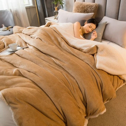 Wool Throw Blanket Double Sided Warm Winter Bedspread For Bedroom And Camping 15