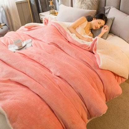 Wool Throw Blanket Double Sided Warm Winter Bedspread For Bedroom And Camping 17