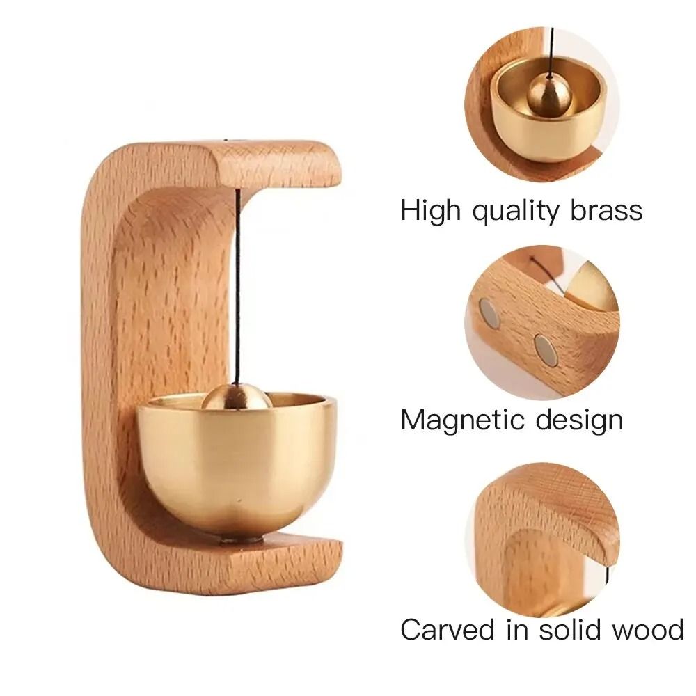 Magnetic Wooden Wind Bell With Copper Chime For Home Or Car 4