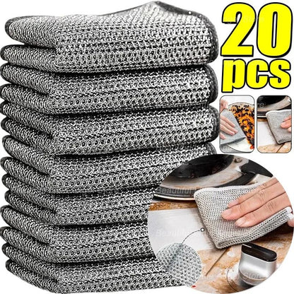 Steel Wire Cleaning Cloth NonScratch Double Layer Dishwashing Rags 1
