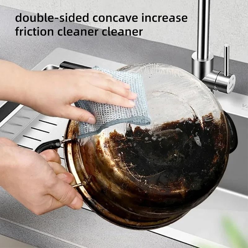 Steel Wire Cleaning Cloth NonScratch Double Layer Dishwashing Rags 3