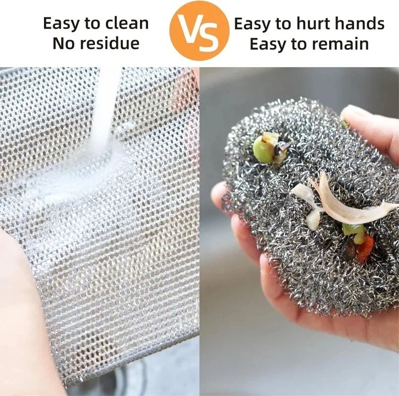 Steel Wire Cleaning Cloth NonScratch Double Layer Dishwashing Rags 5