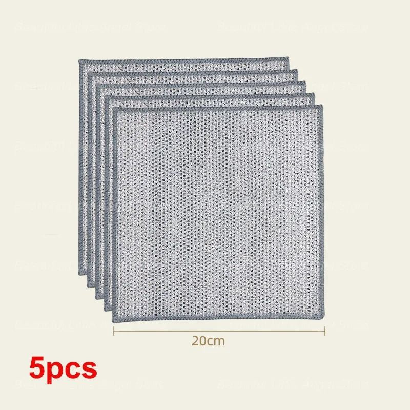 Steel Wire Cleaning Cloth NonScratch Double Layer Dishwashing Rags 7