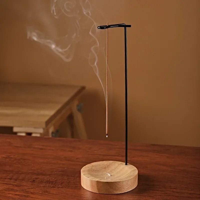 Wooden Incense Burner Upside Down Stick Holder With Tray For Home And Yoga 1