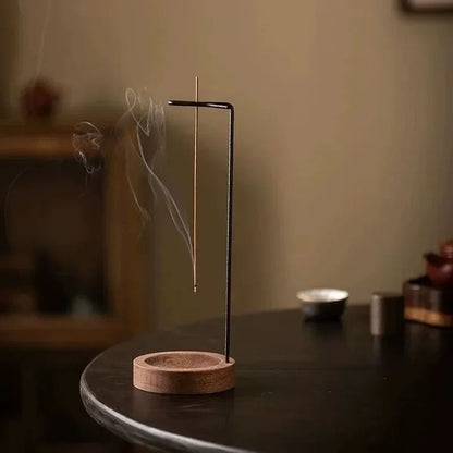 Wooden Incense Burner Upside Down Stick Holder With Tray For Home And Yoga 2