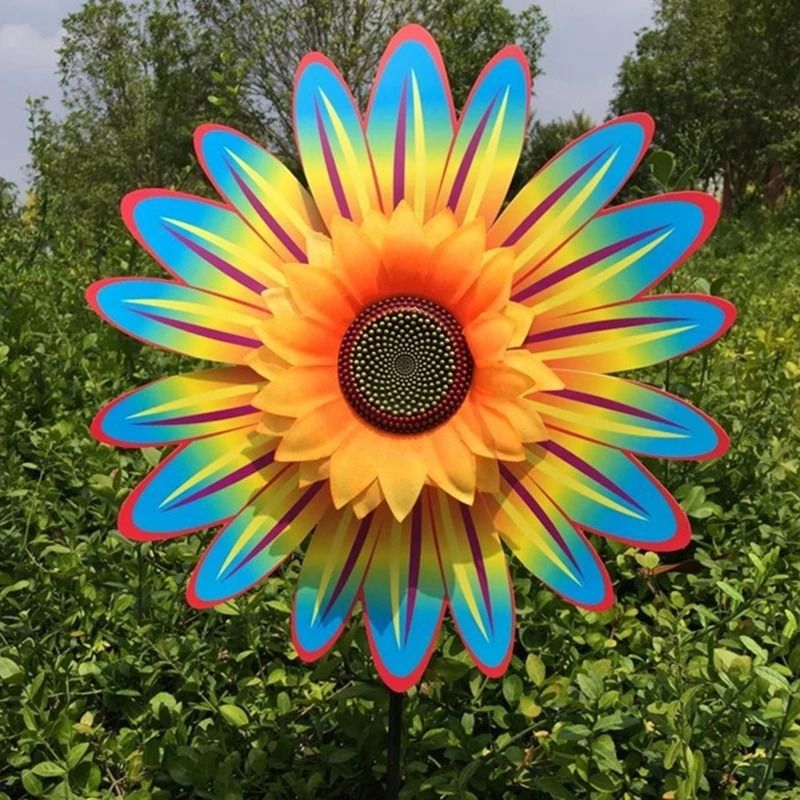Sunflower Wind Spinner Lawn Pinwheel Outdoor Garden Decoration 9