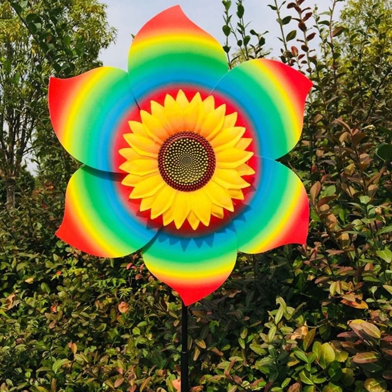 Sunflower Wind Spinner Lawn Pinwheel Outdoor Garden Decoration 10