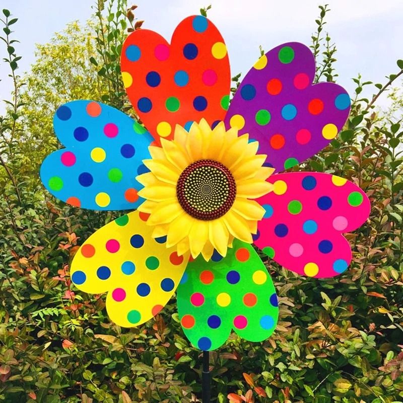 Sunflower Wind Spinner Lawn Pinwheel Outdoor Garden Decoration 1