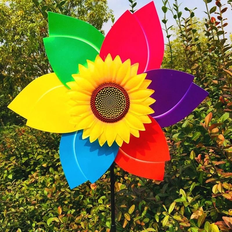 Sunflower Wind Spinner Lawn Pinwheel Outdoor Garden Decoration 4